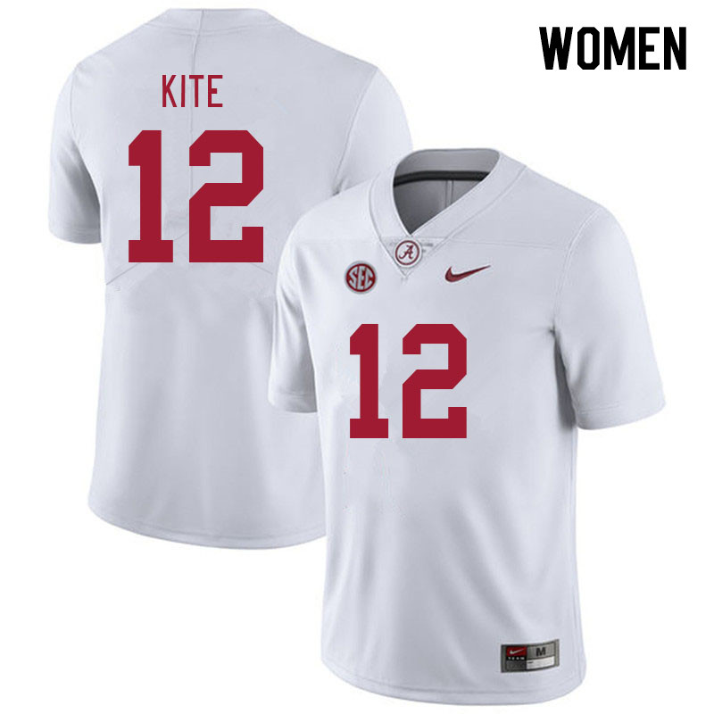 Women #12 Antonio Kite Alabama Crimson Tide College Footabll Jerseys Stitched-White